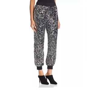 Le Gali - Dian Velvet Sequined Jogger Pants - SILVER Sequins on black - SZ S NWT